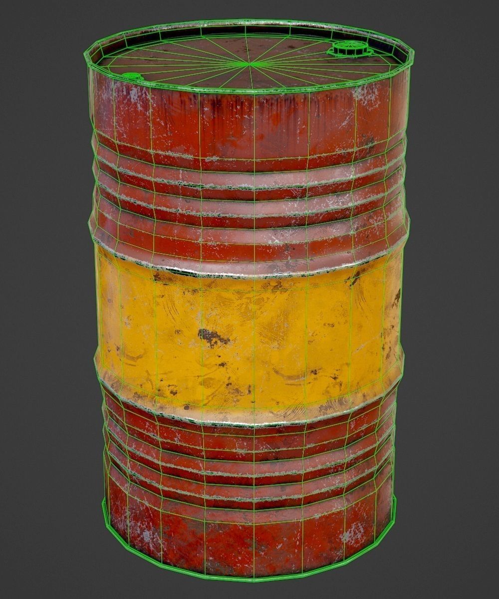 Oil barrel Low-poly 3D model_6