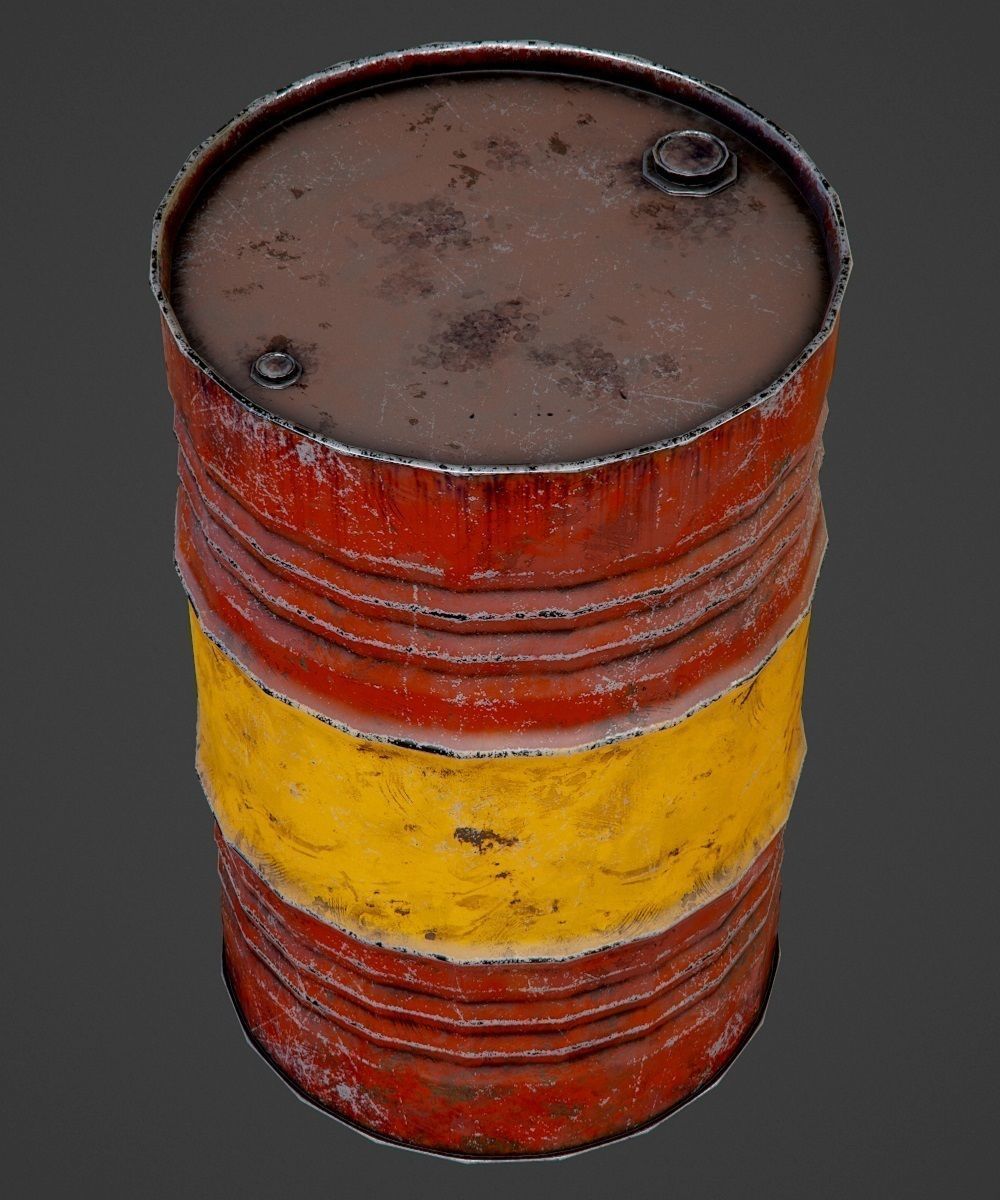 Oil barrel Low-poly 3D model_2