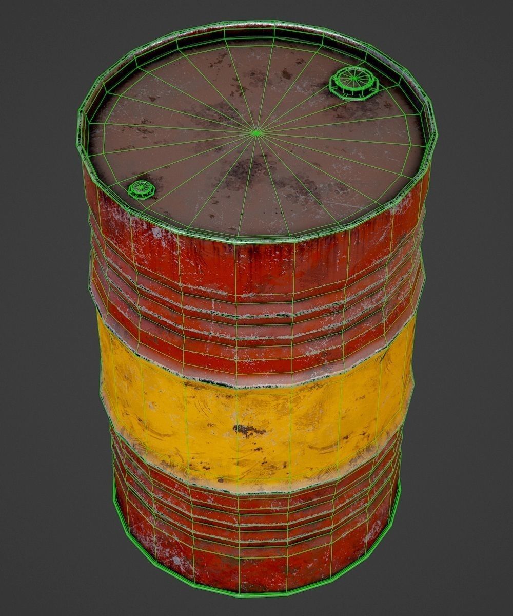 Oil barrel Low-poly 3D model_3