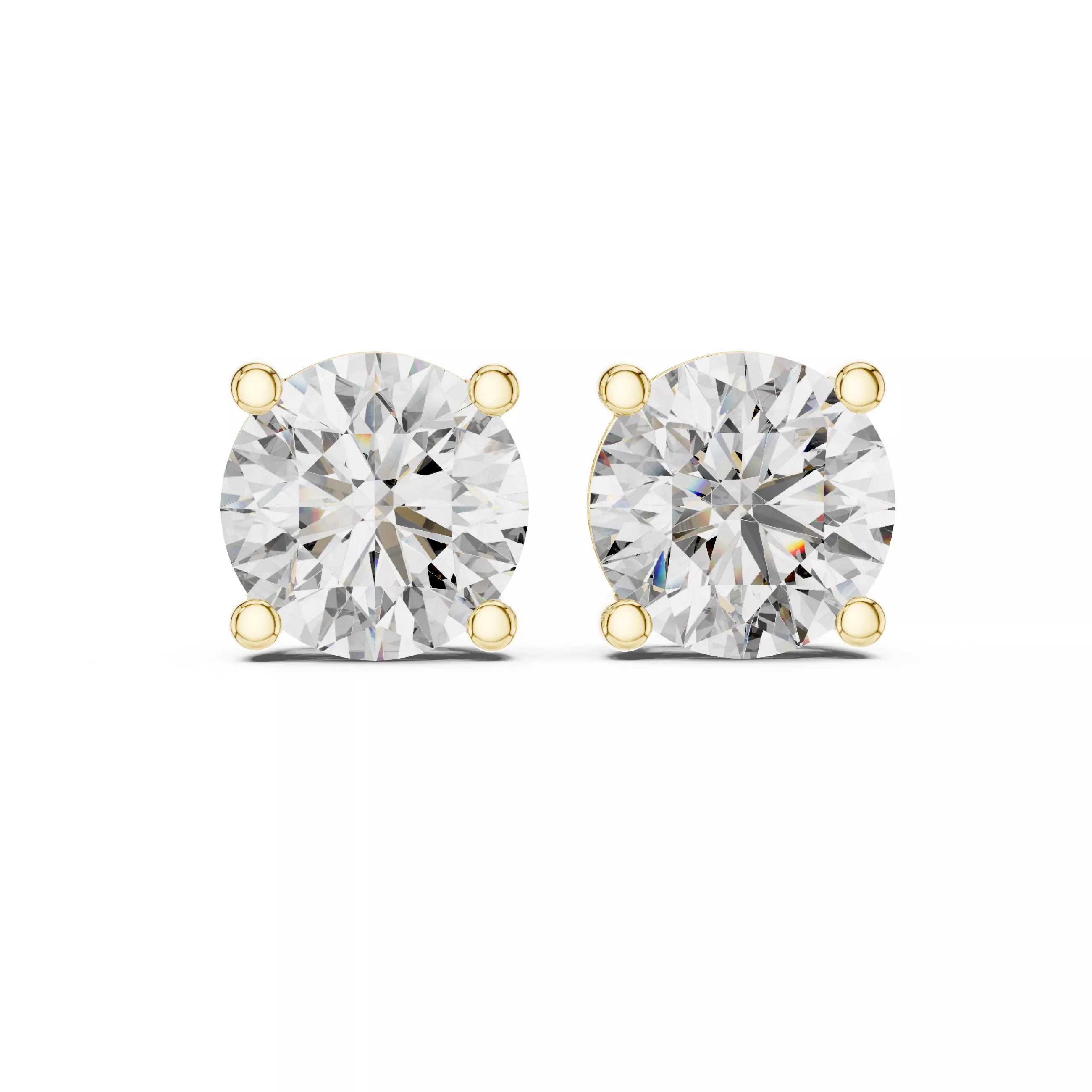 Classic Round Cut Solitaire 4-Prong Stud Earrings 3D print model