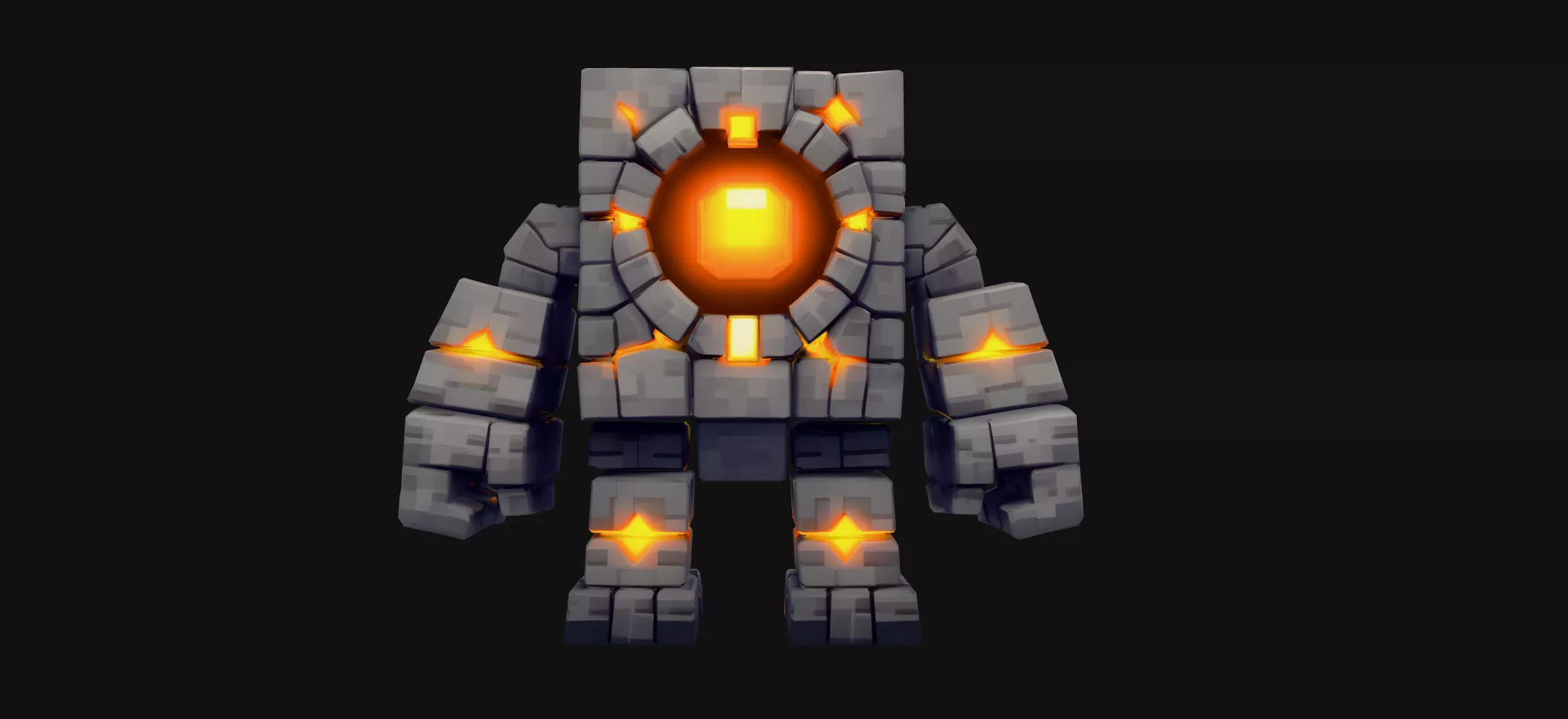 Magma Stone Golem stylized toy 3D print model