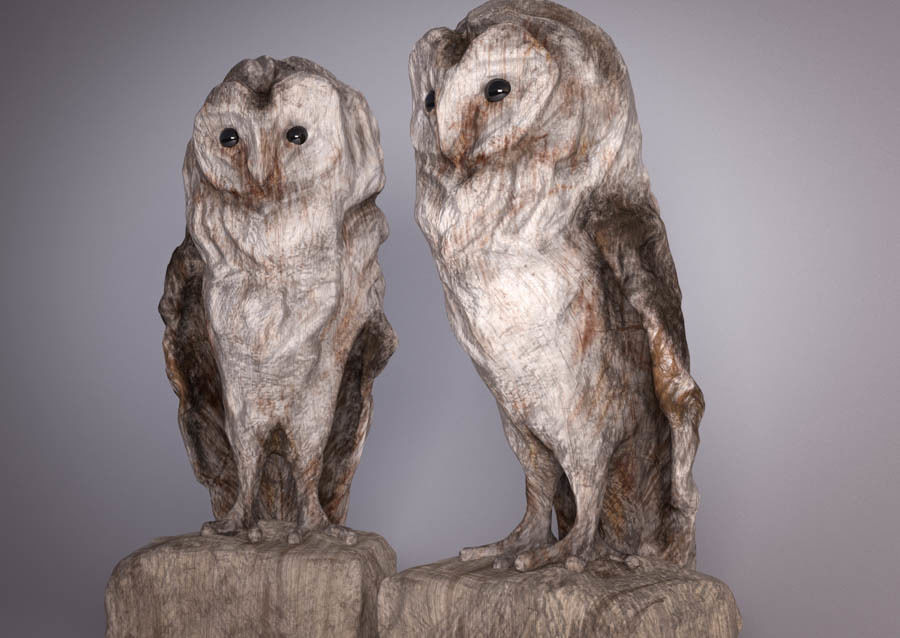 Owl wooden 3D model_9