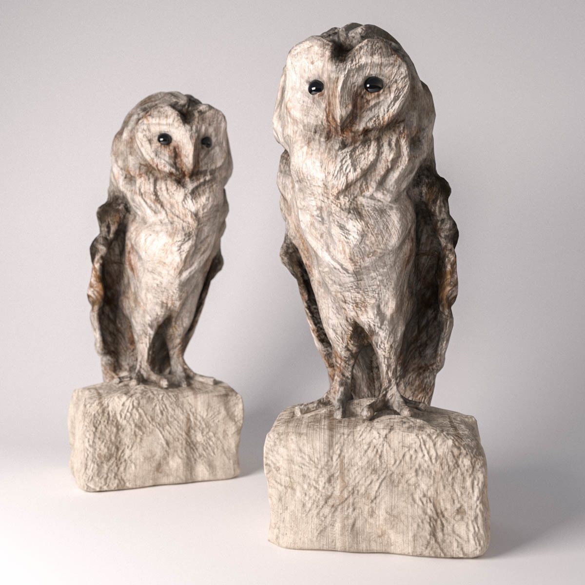 Owl wooden 3D model_4