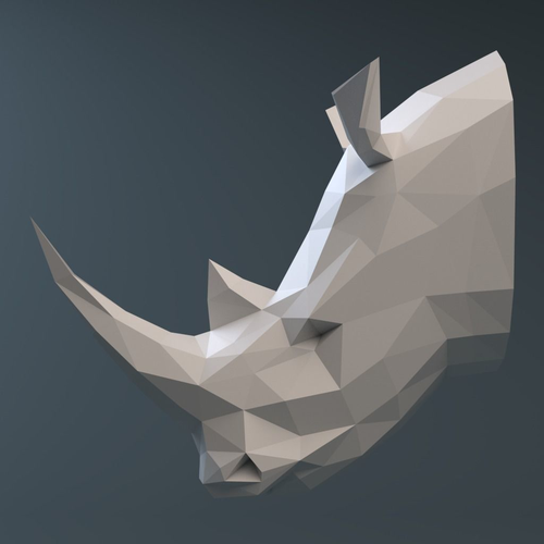 Rhinoceros head Low-poly 3D model