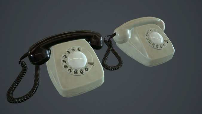 Retro Telephone PBR Game Ready Low-poly 3D model