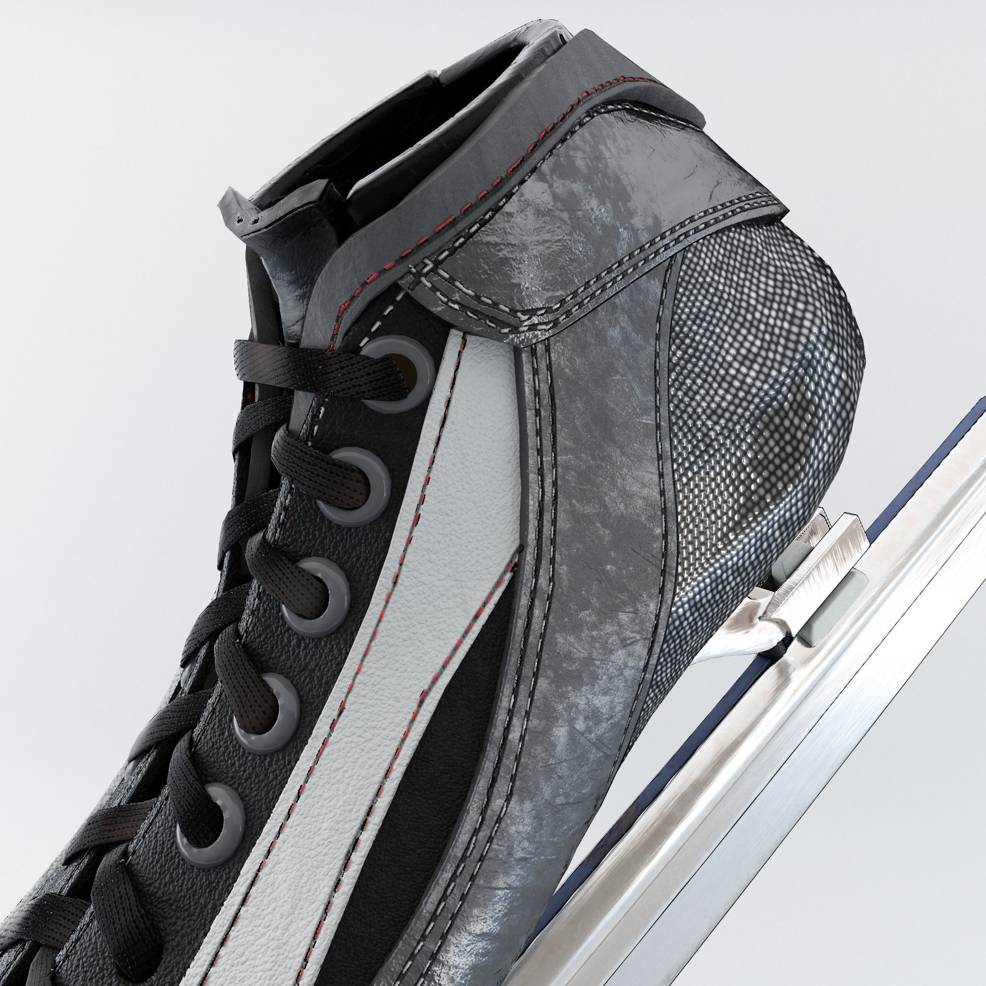 Leather Long Track Speed Skate Low-poly 3D model_3