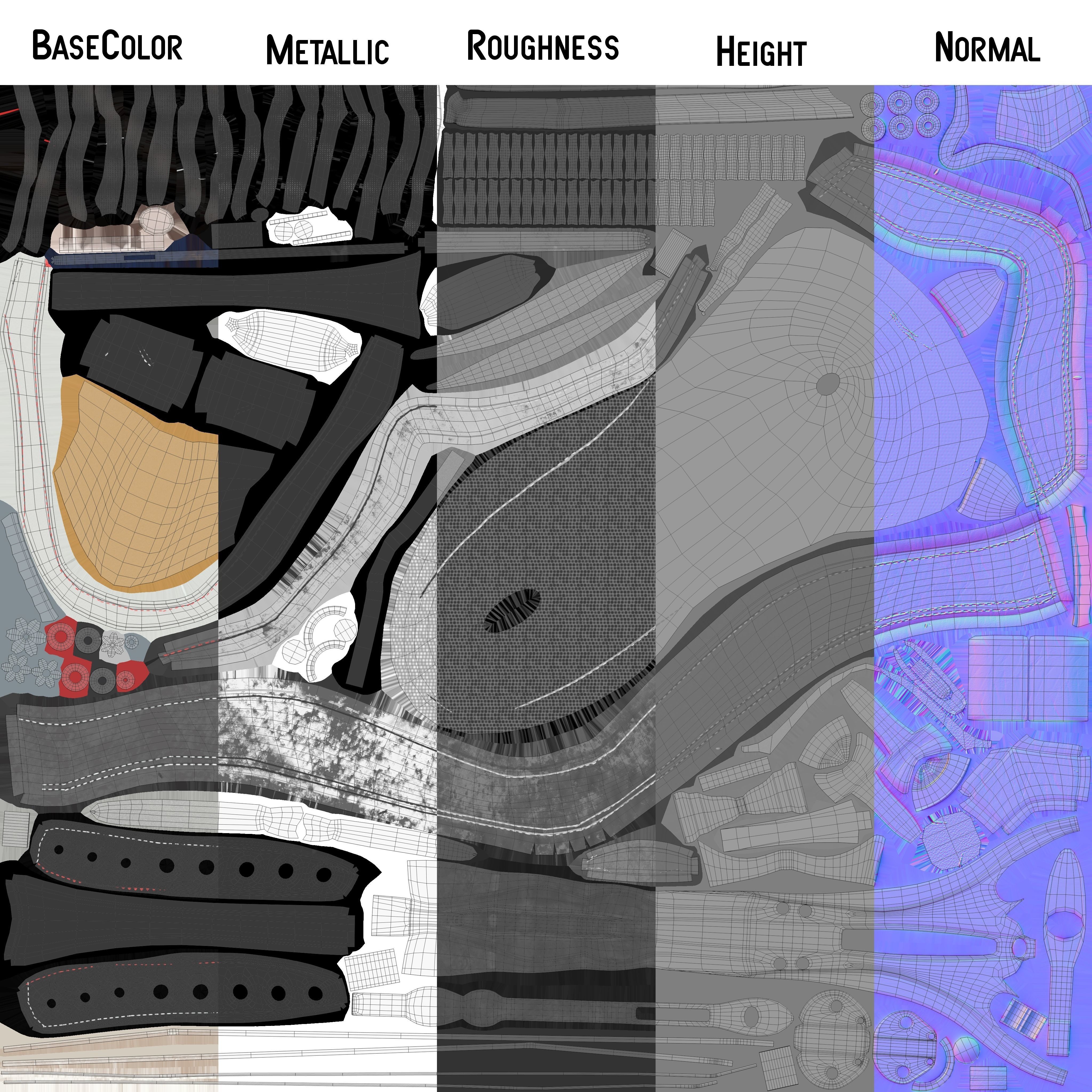 Leather Long Track Speed Skate Low-poly 3D model_14