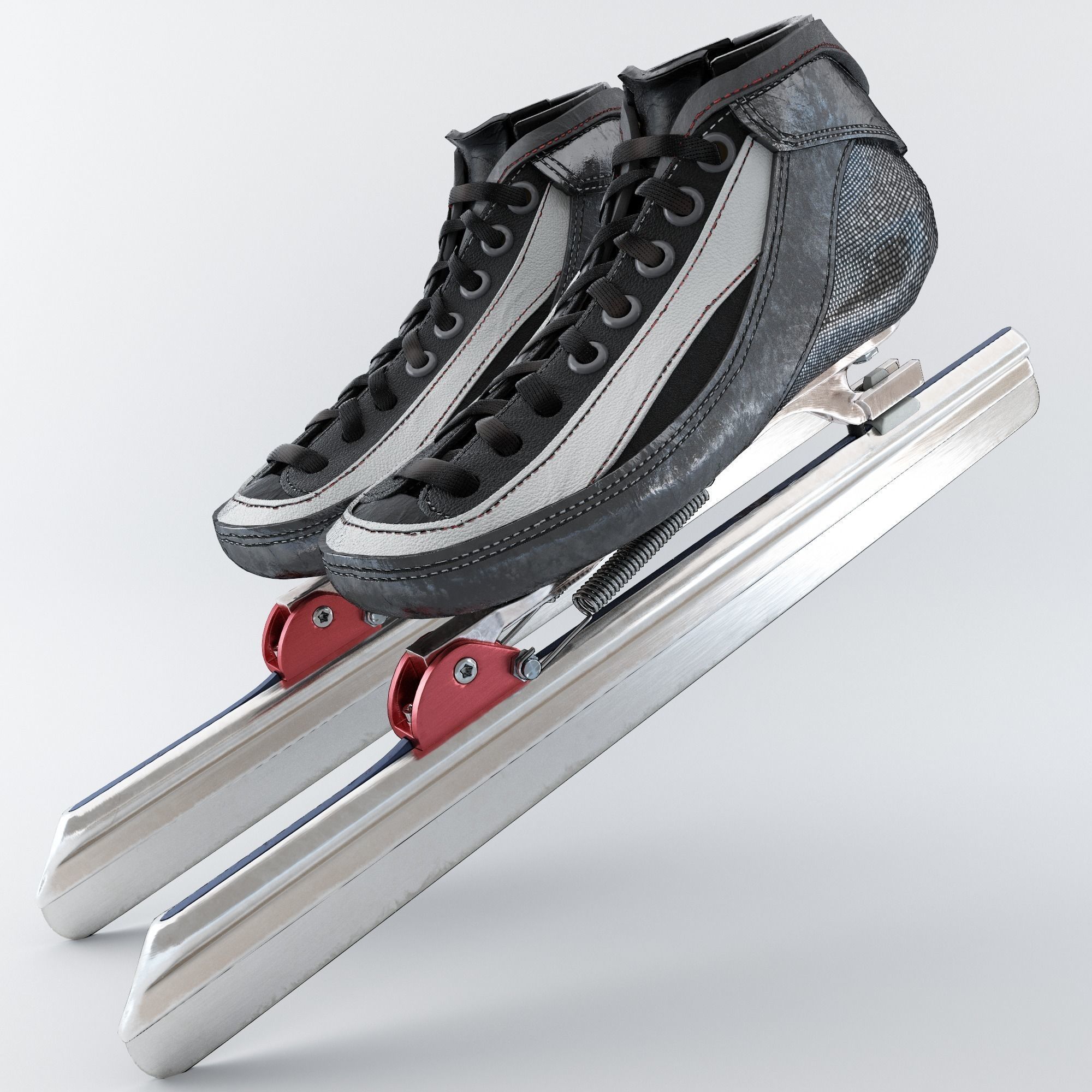 Leather Long Track Speed Skate Low-poly 3D model_1