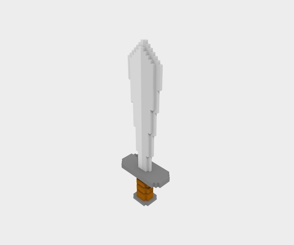 Voxel Catoon Sword Low-poly 3D model_0