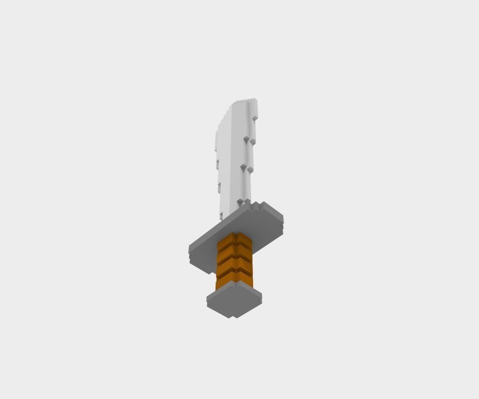 Voxel Catoon Sword Low-poly 3D model_2