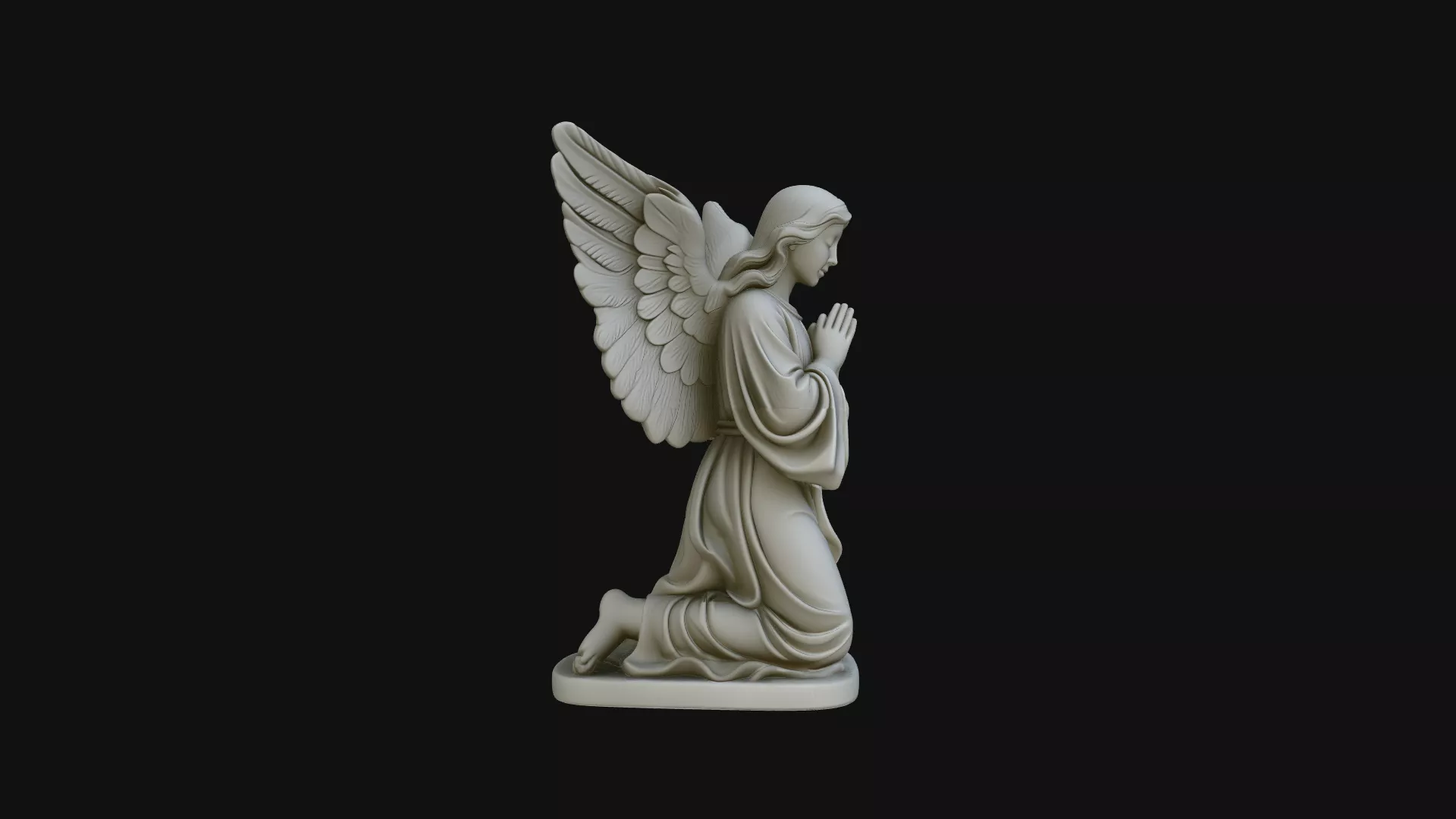 Kneeling Praying Angel Statue Design 1 - 3D Print Model 3D print model