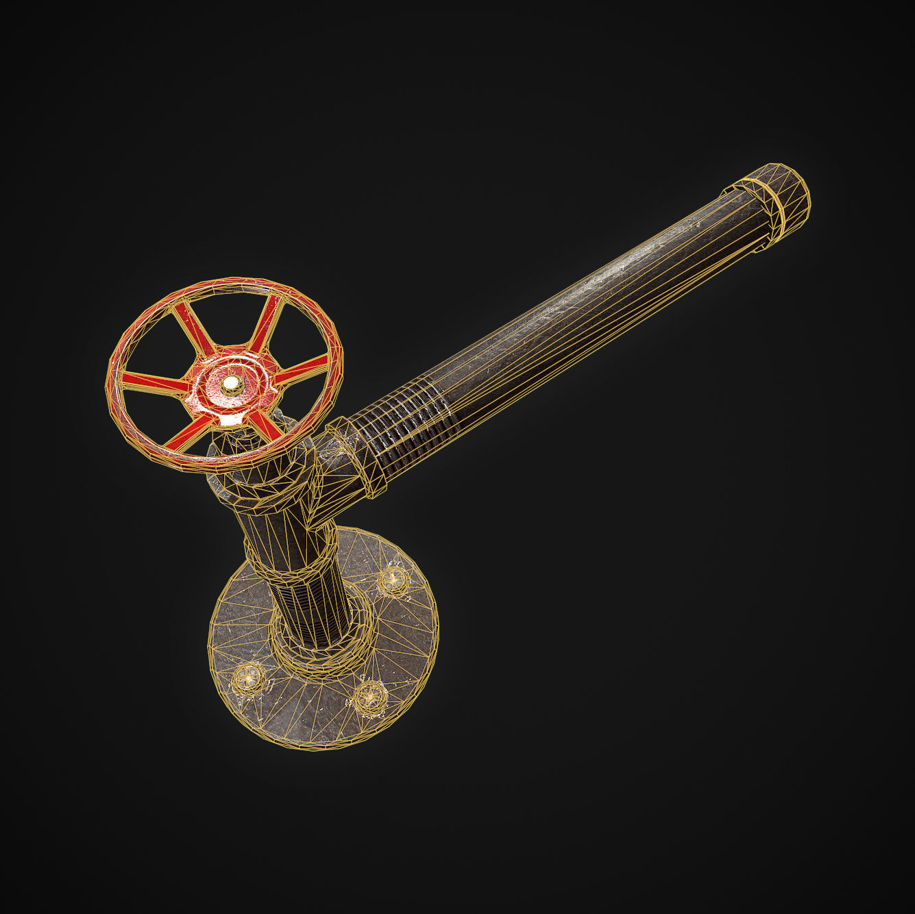 Pipe with valve Low-poly 3D model_5