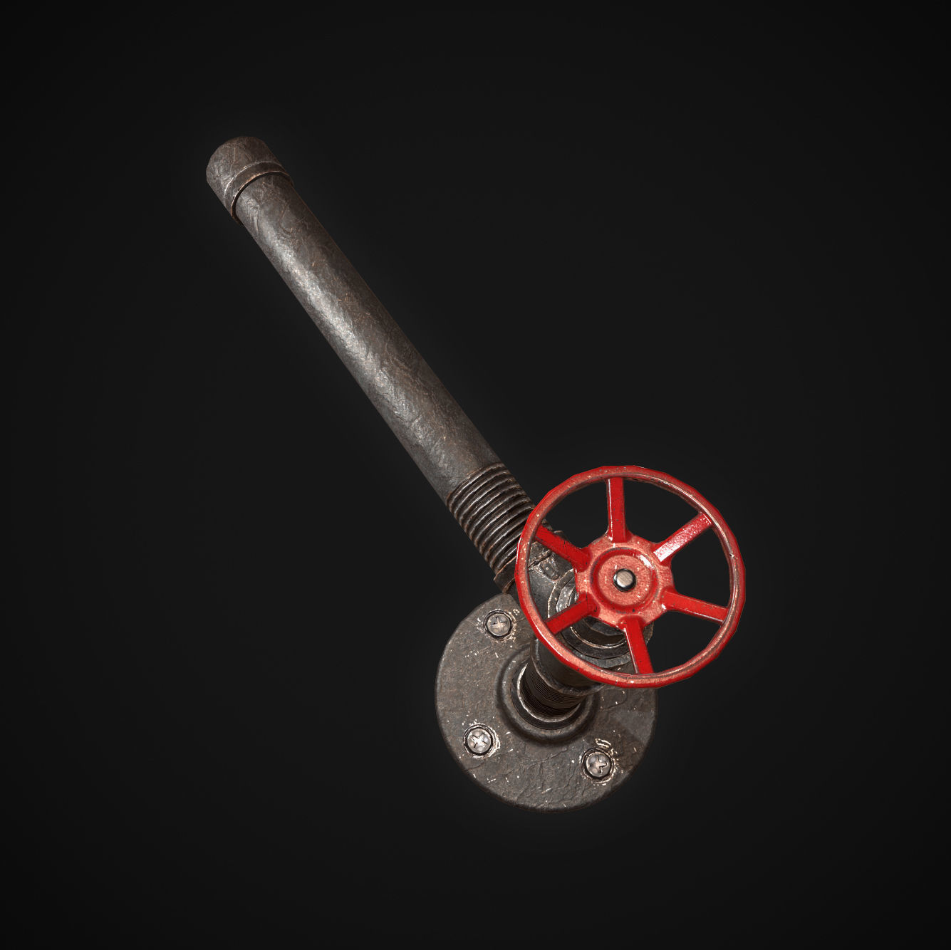 Pipe with valve Low-poly 3D model_3