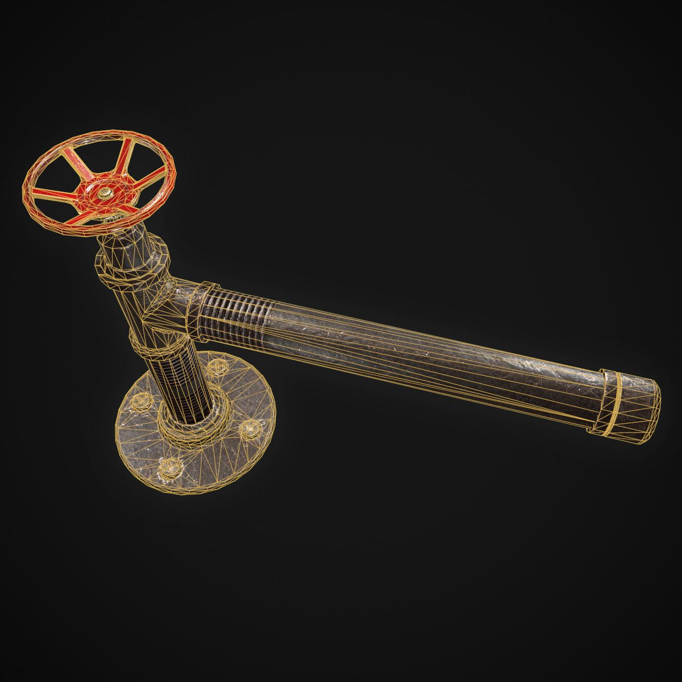 Pipe with valve Low-poly 3D model_6