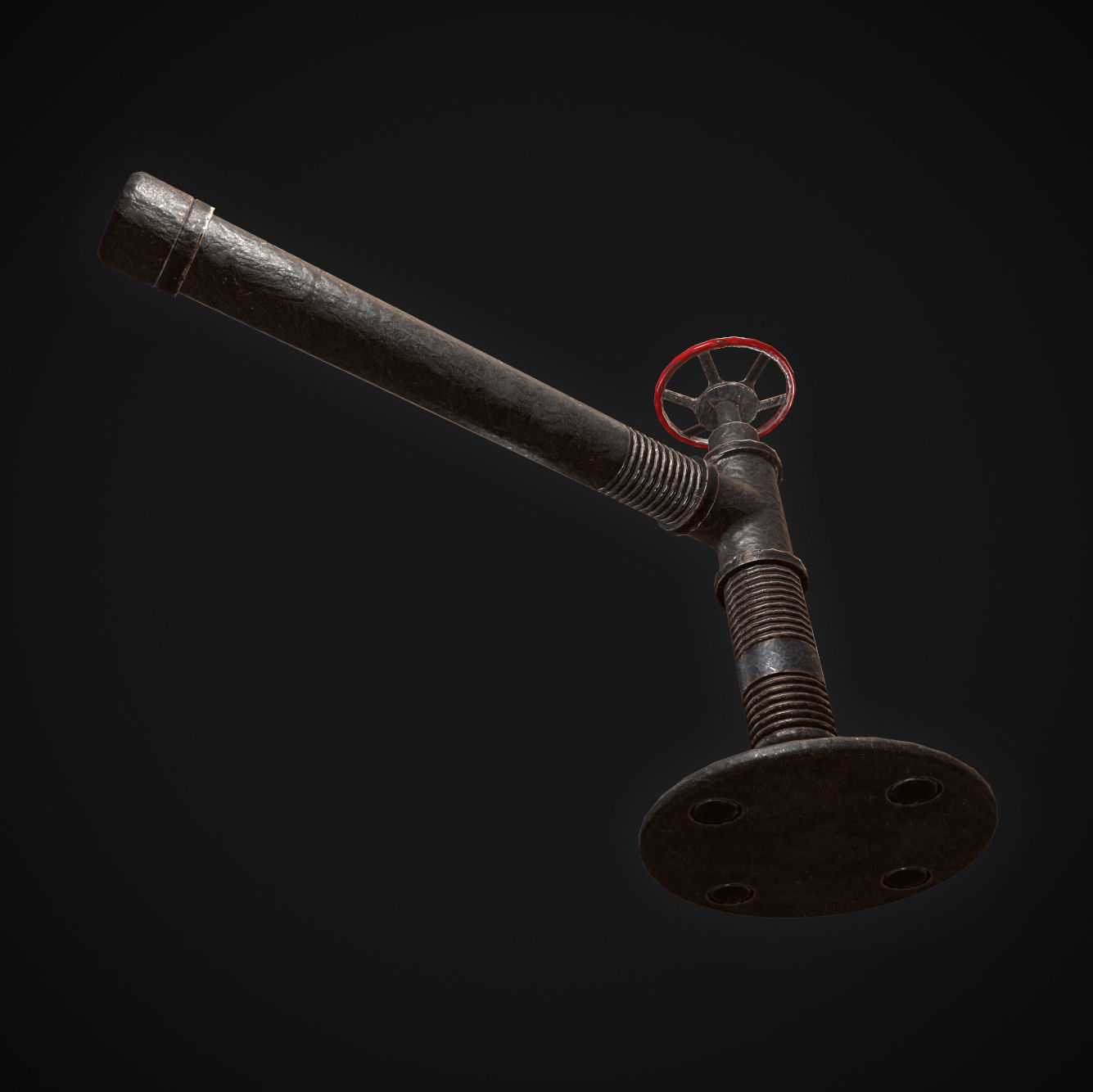 Pipe with valve Low-poly 3D model_4