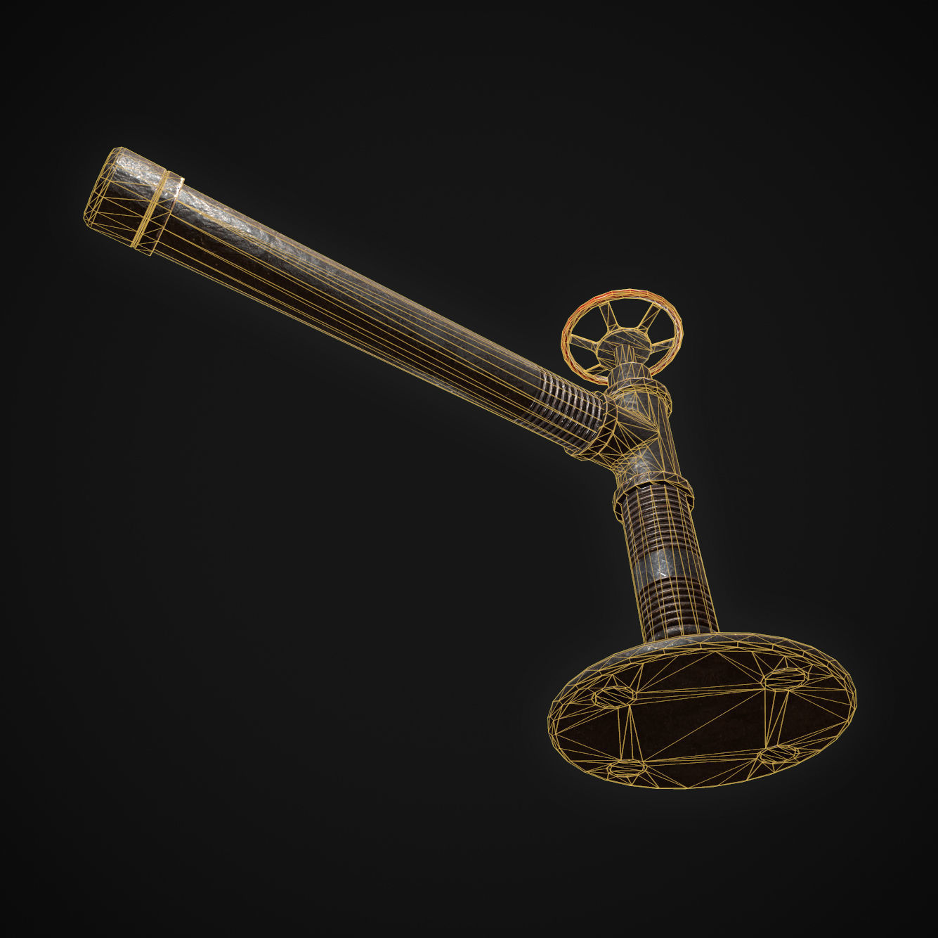 Pipe with valve Low-poly 3D model_8