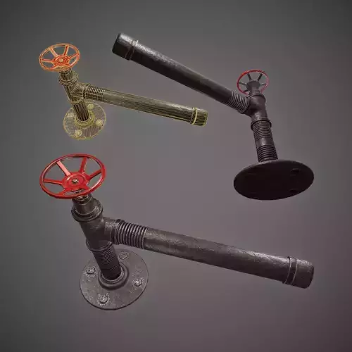 Pipe with valve Low-poly 3D model