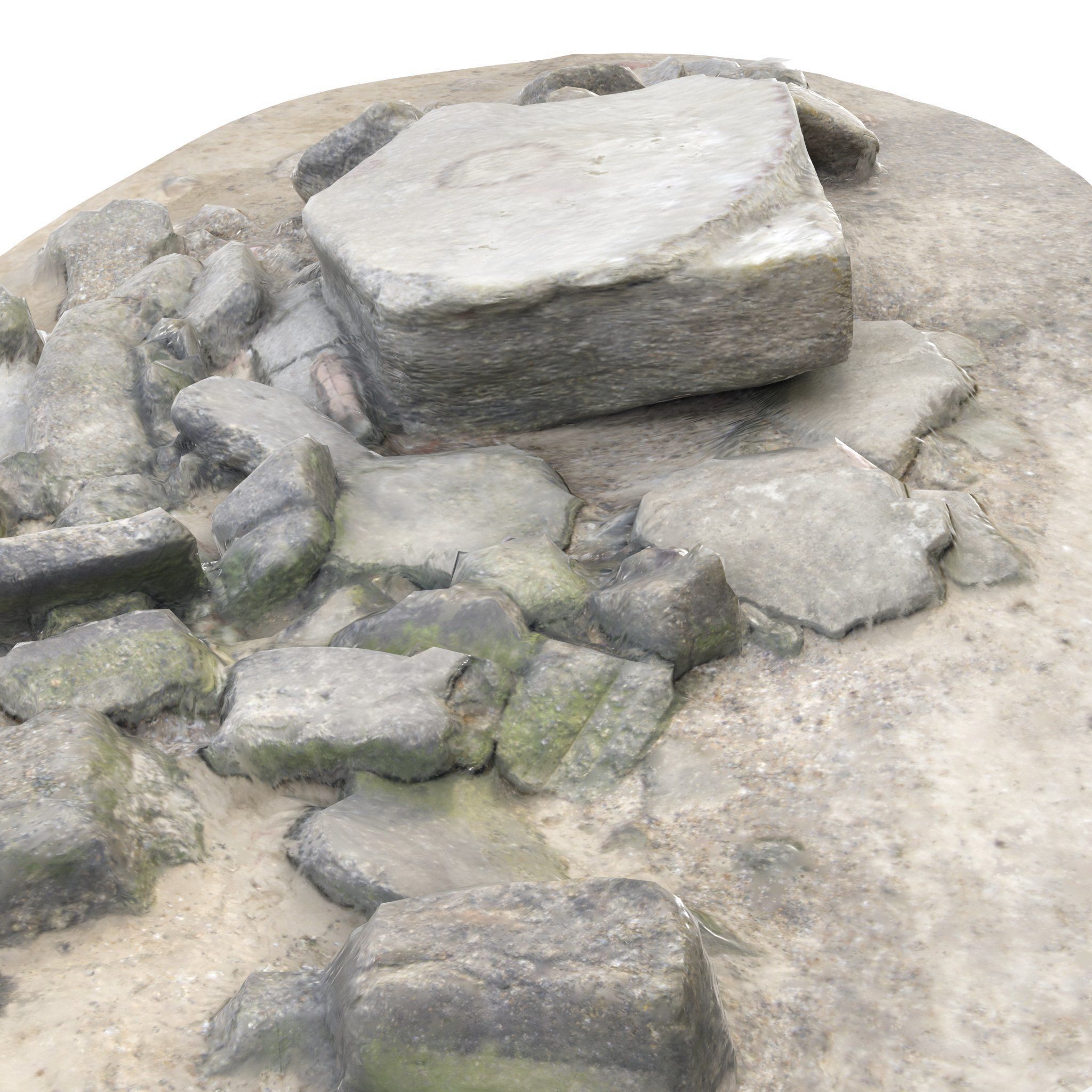 WW2 Gun Casemate Destroyed 2 - High and Low Poly Versions Low-poly 3D model_7