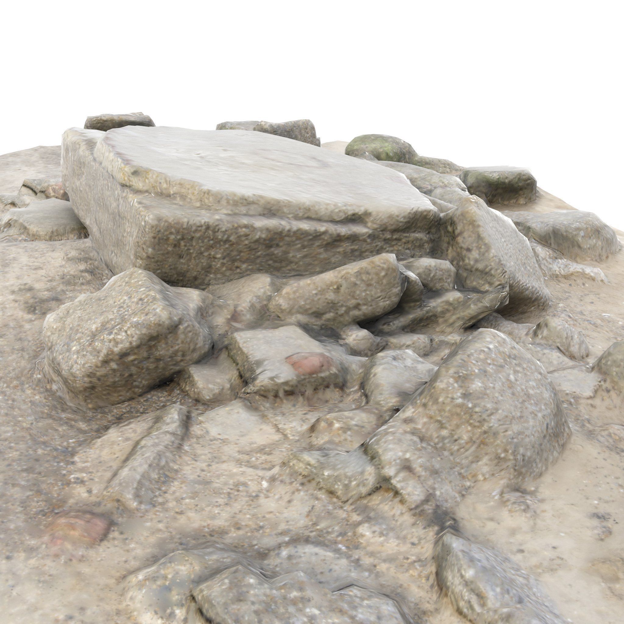 WW2 Gun Casemate Destroyed 2 - High and Low Poly Versions Low-poly 3D model_2