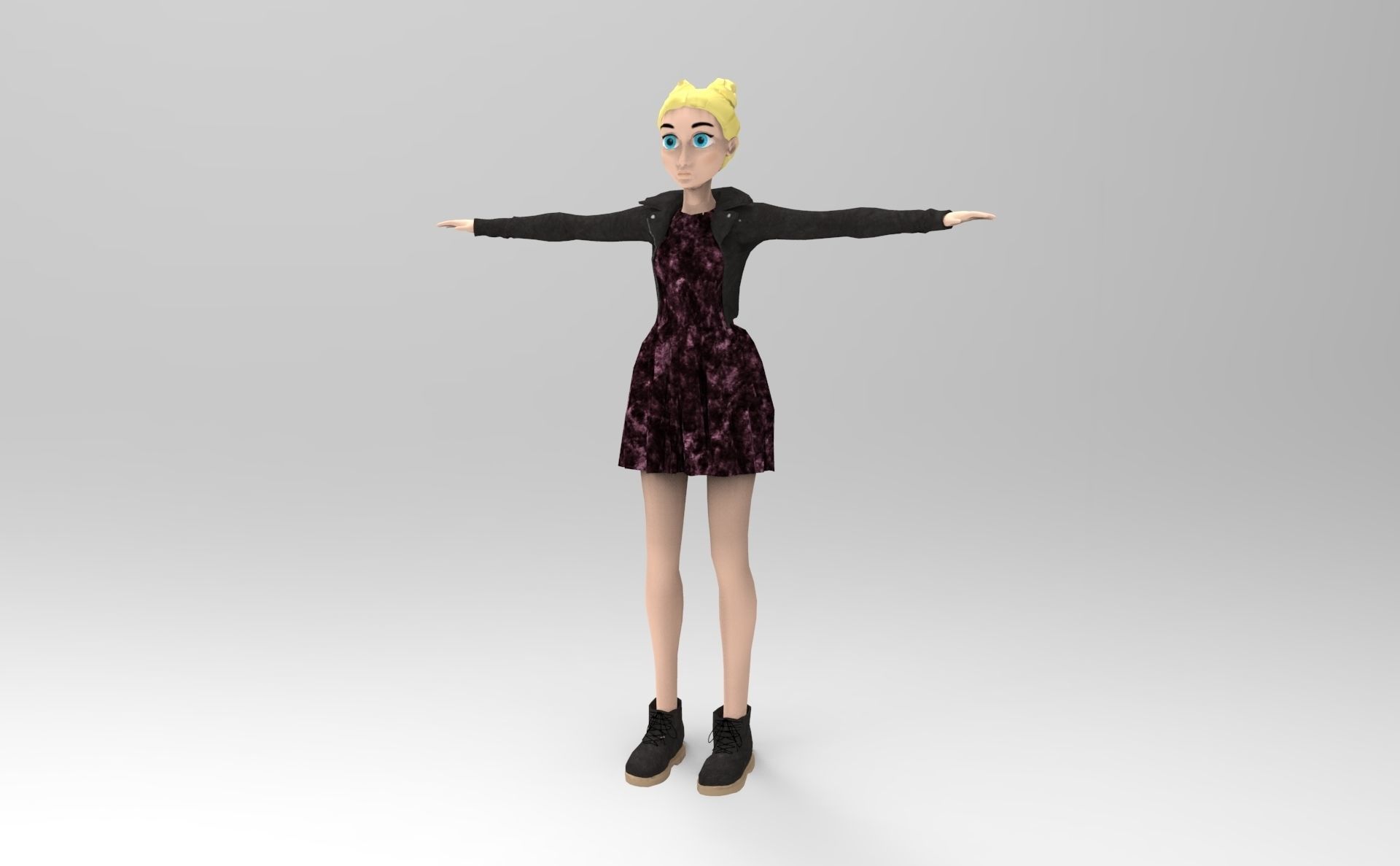 Character girl Low-poly 3D model_4