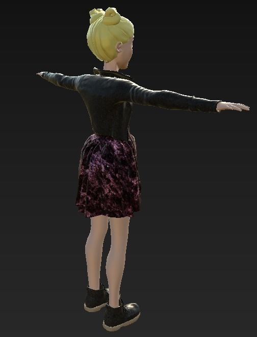 Character girl Low-poly 3D model_2