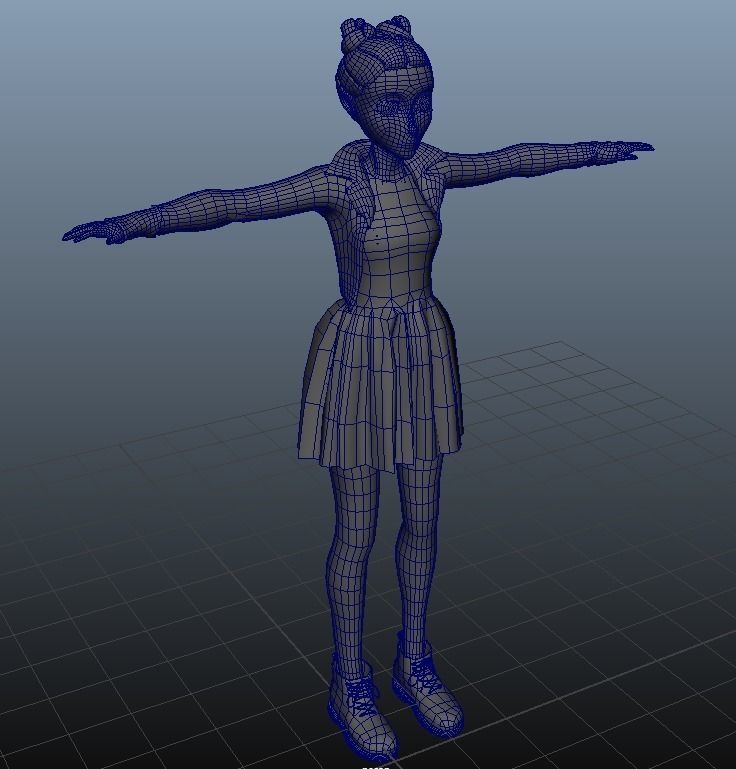 Character girl Low-poly 3D model_1