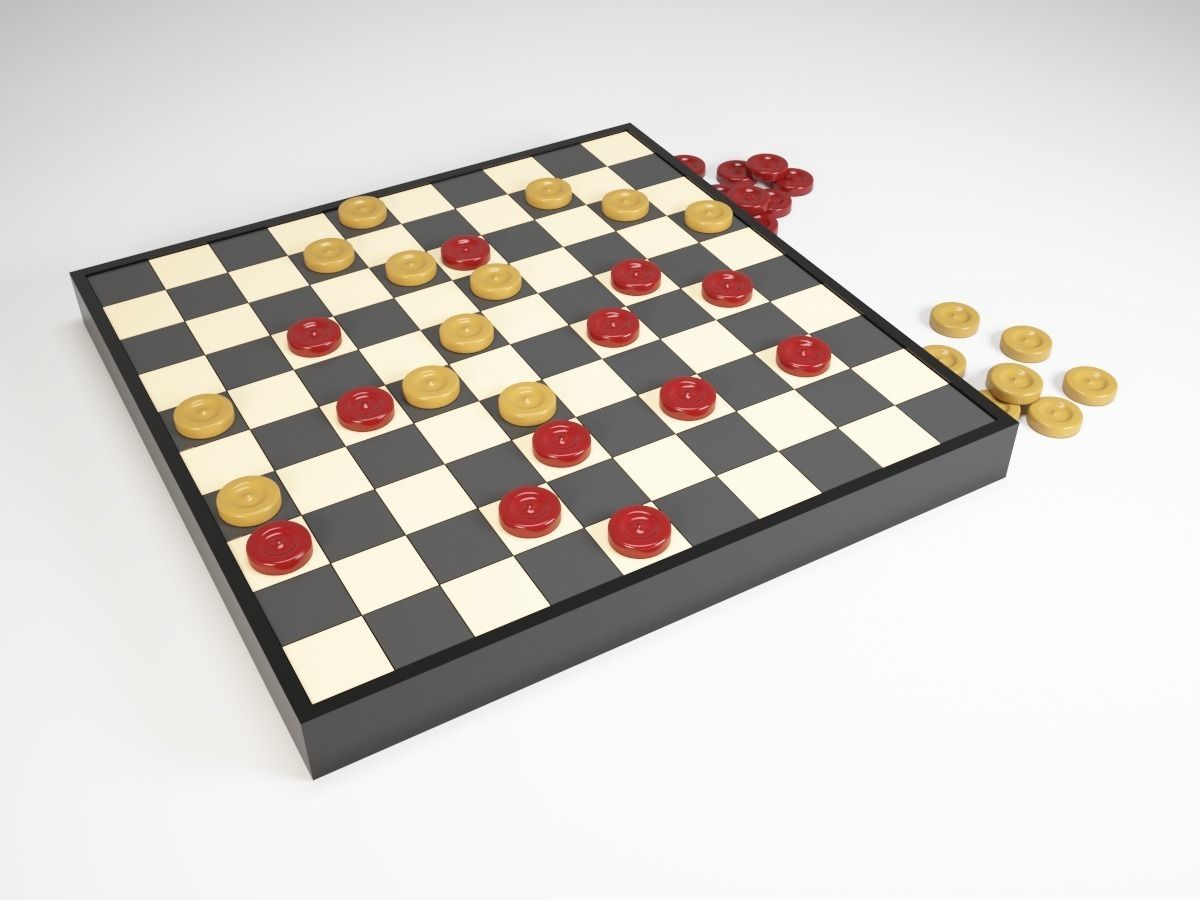 Checkers Game Free 3D model_0