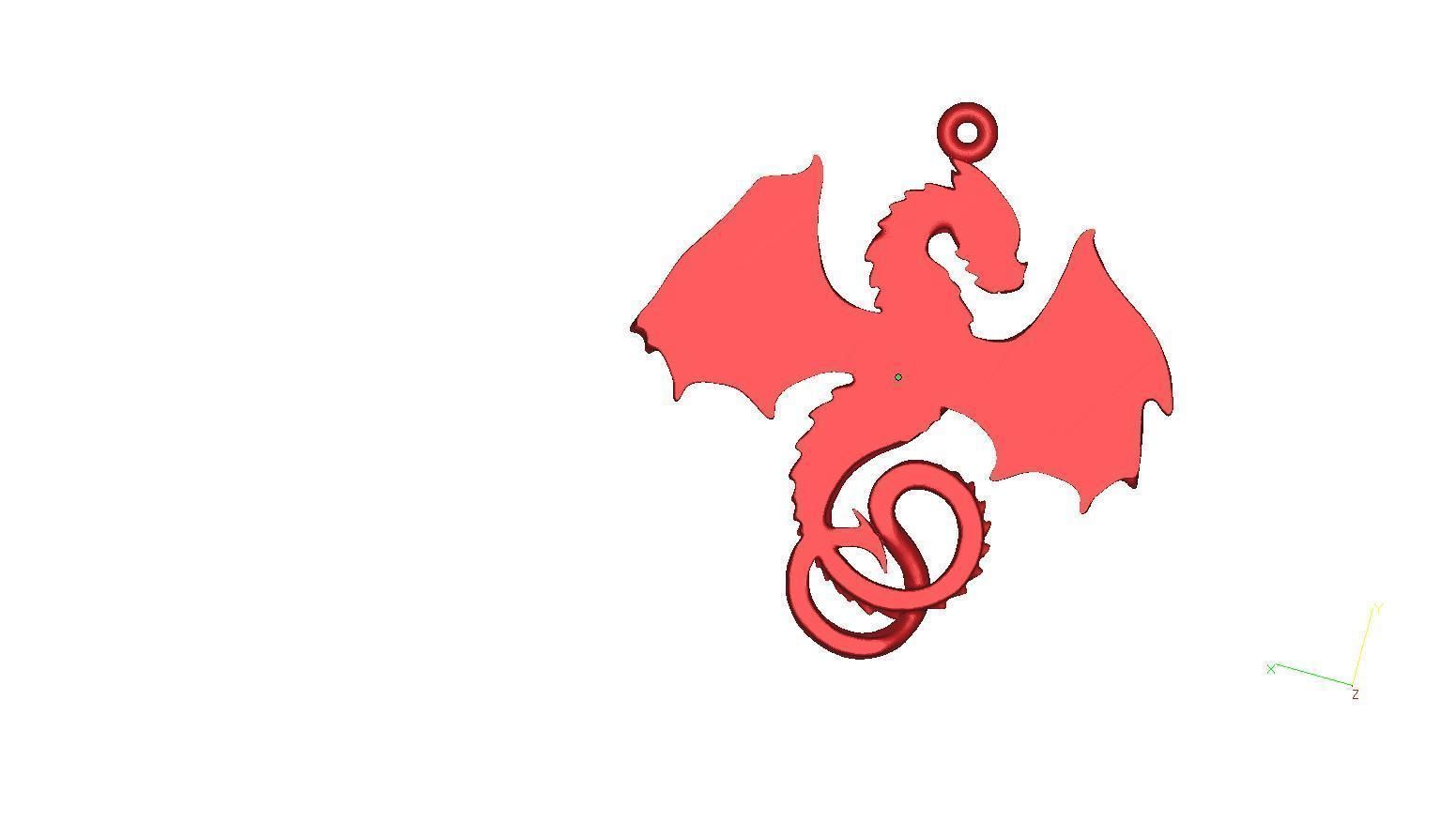 Dragon Spread Wings Pendant Detailed Gothic Fantasy 3D print model_3