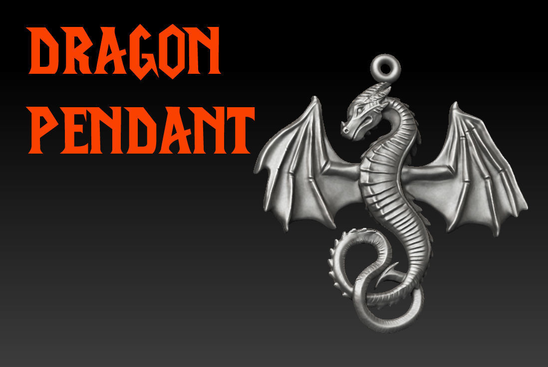 Dragon Spread Wings Pendant Detailed Gothic Fantasy 3D print model_1