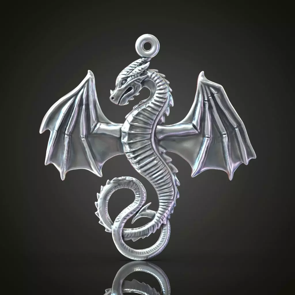 Dragon Spread Wings Pendant Detailed Gothic Fantasy 3D print model_0