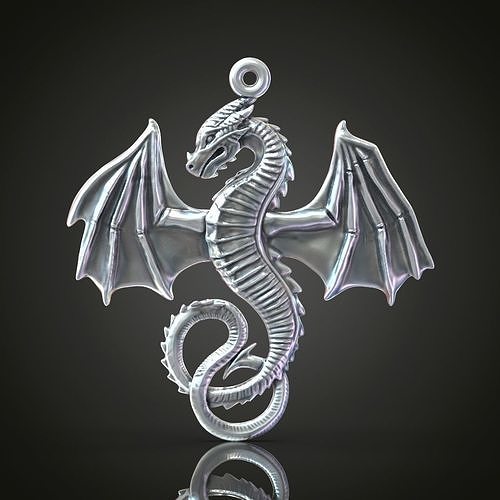 Dragon Spread Wings Pendant Detailed Gothic Fantasy 3D print model