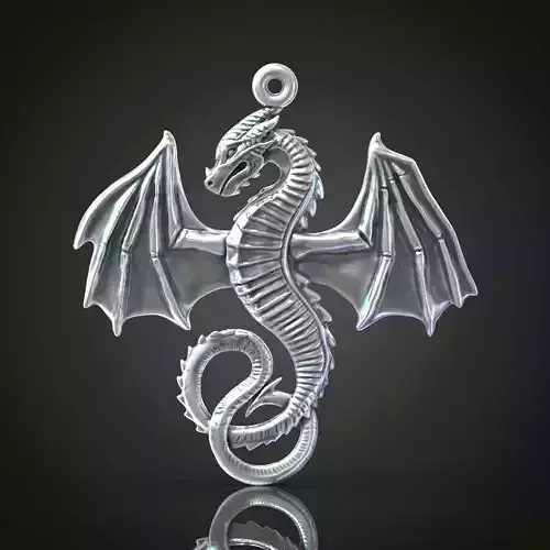 Dragon Spread Wings Pendant Detailed Gothic Fantasy 3D print model