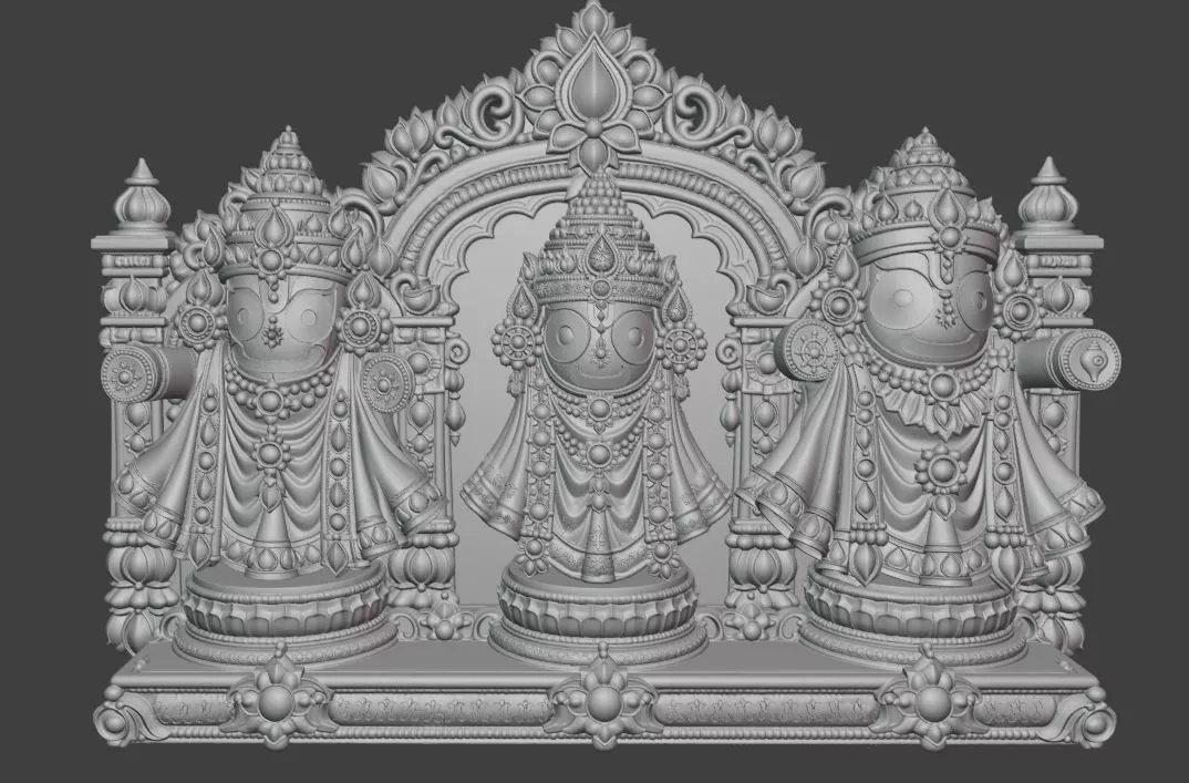 Jagannath Balabhadra Subhadra with Ornate Prabhavali 3D print model
