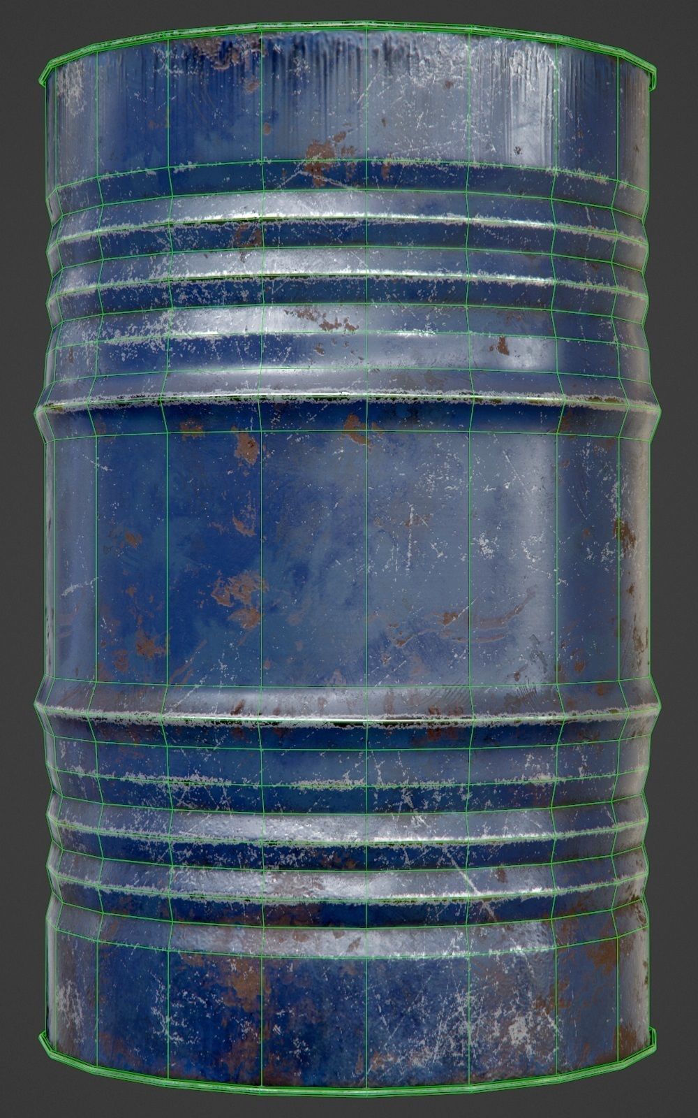 Oil Barrel blue PBR Game-Ready Low-poly 3D model_9