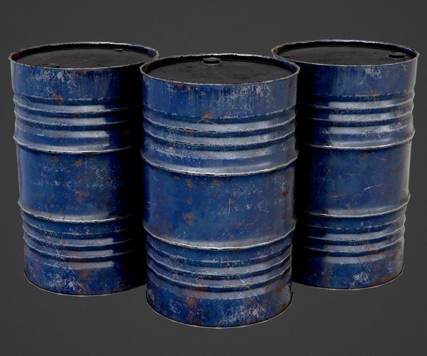 Oil Barrel blue PBR Game-Ready Low-poly 3D model