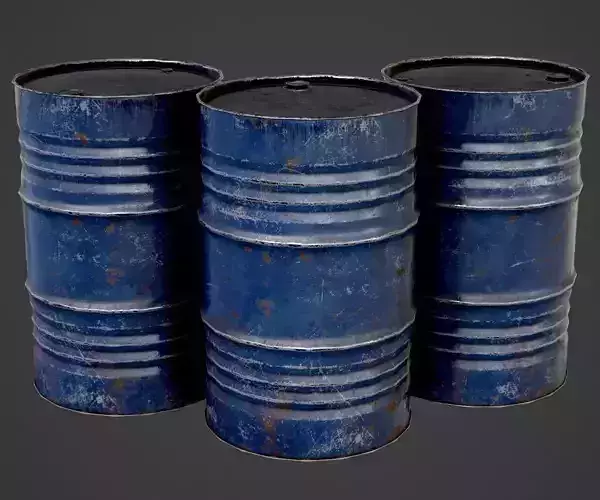 Oil Barrel blue PBR Game-Ready Low-poly 3D model