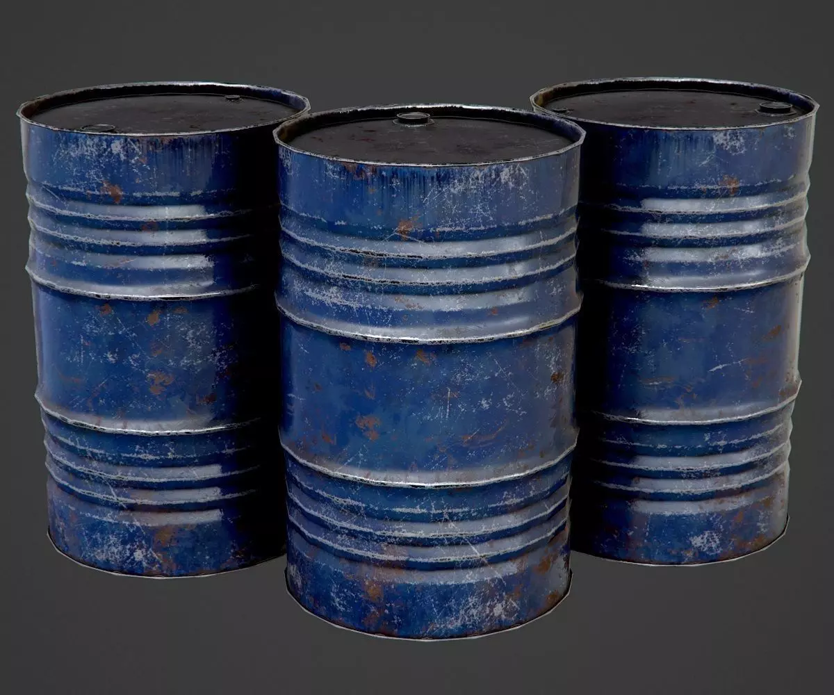 Oil Barrel blue PBR Game-Ready Low-poly 3D model_0
