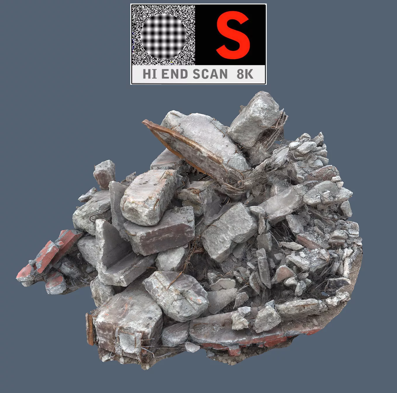Concrete poles 8K Low-poly 3D model