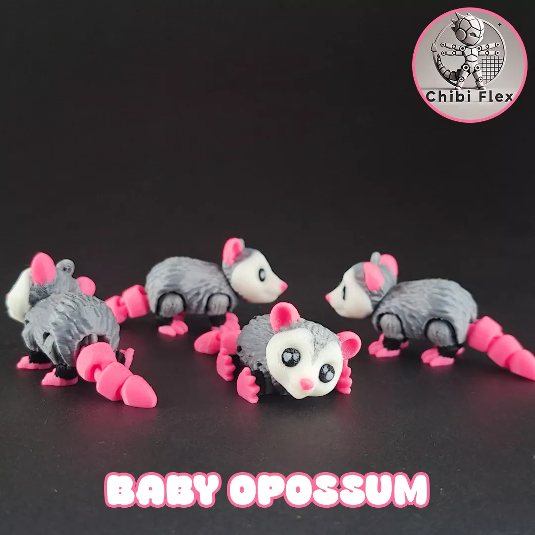 Flexi Baby Opossum Adorable Poseable and Fun Free 3D print model
