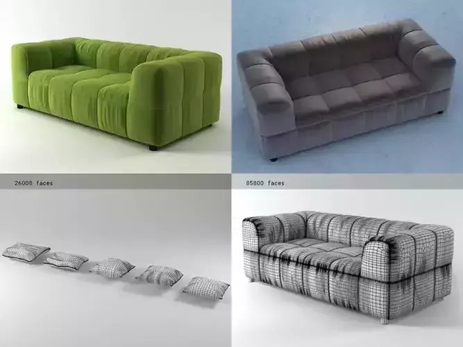 Strips sofa  95-190 3D model