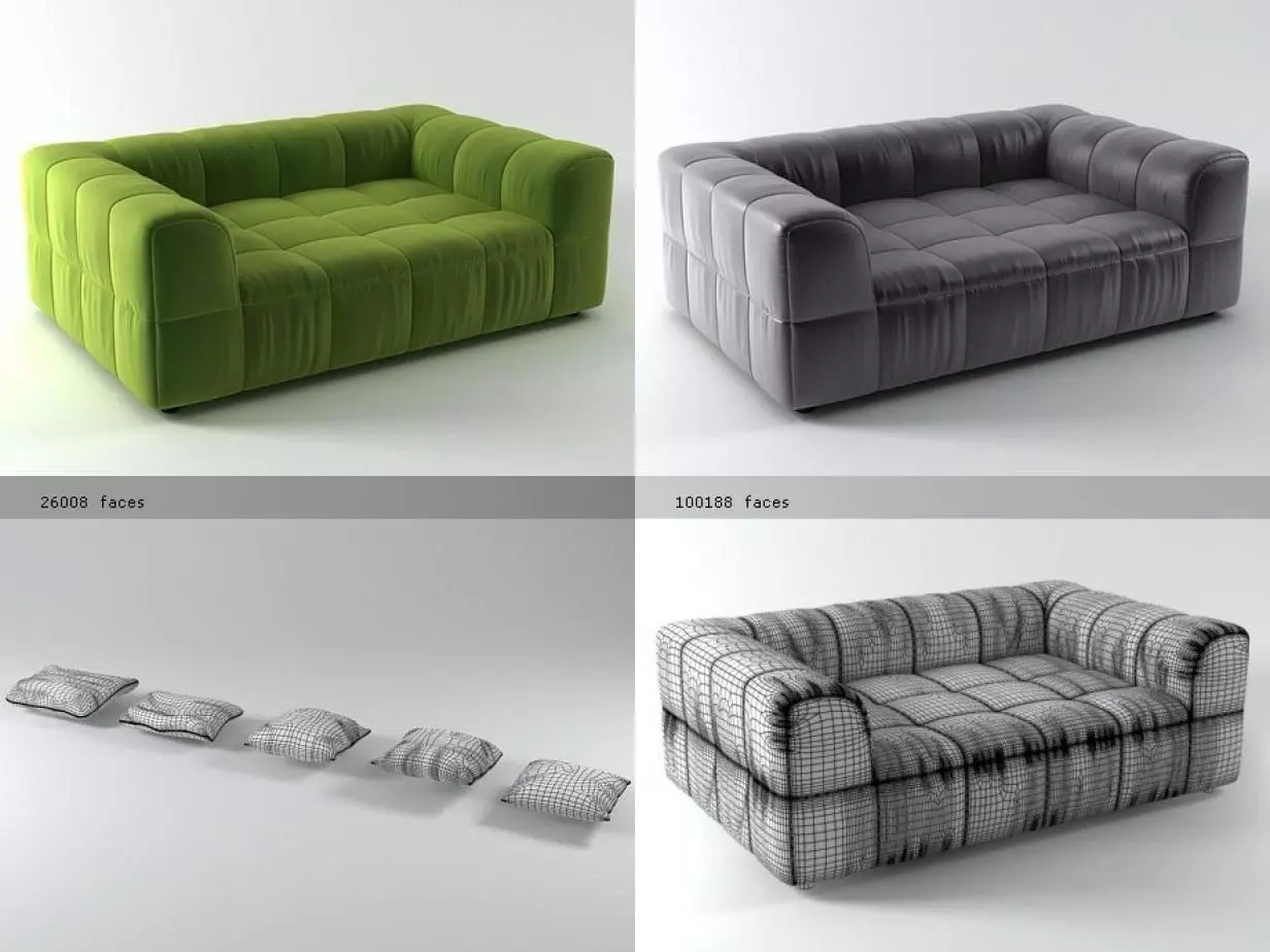 Strips sofa  125-190 3D model_0