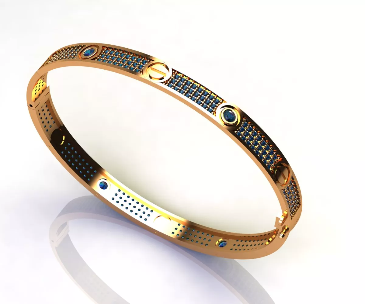 3009 Luxury-Screw-Motif-Pave-Bangle 19gm 3D print model