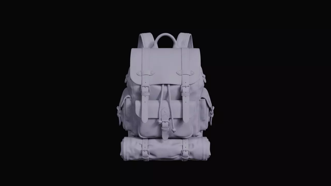 Leather Travel Backpack with Bedroll 3D print model