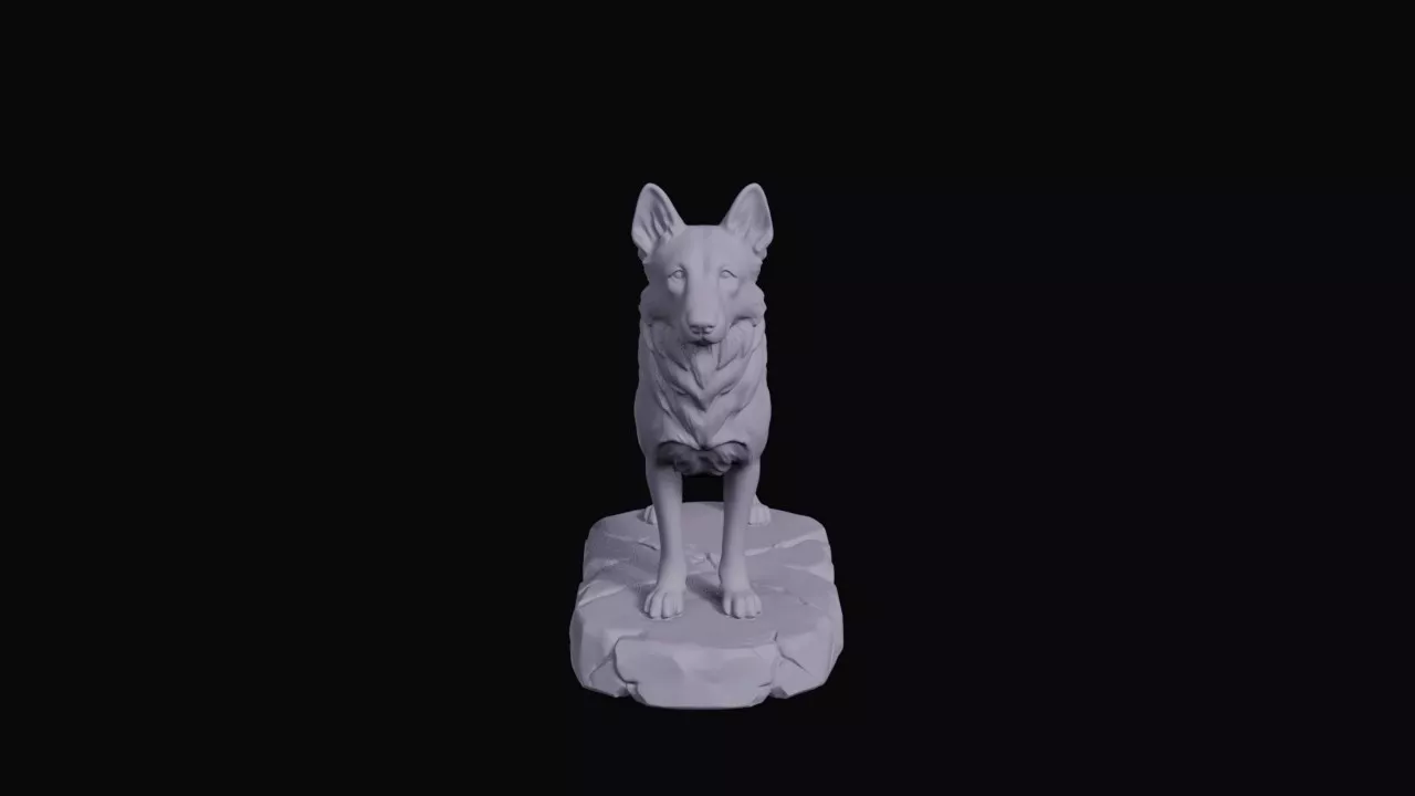 German Shepherd on Rock Pedestal 3D print model