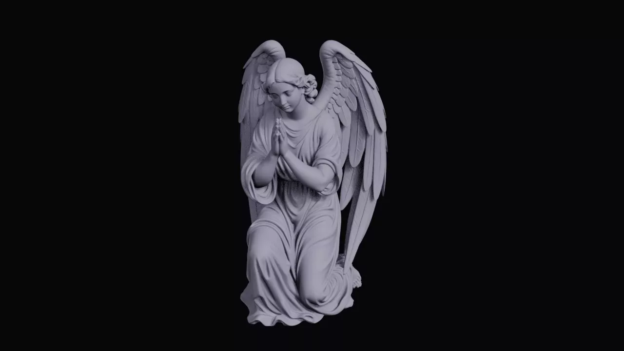 Kneeling Winged Angel Statue 3D print model