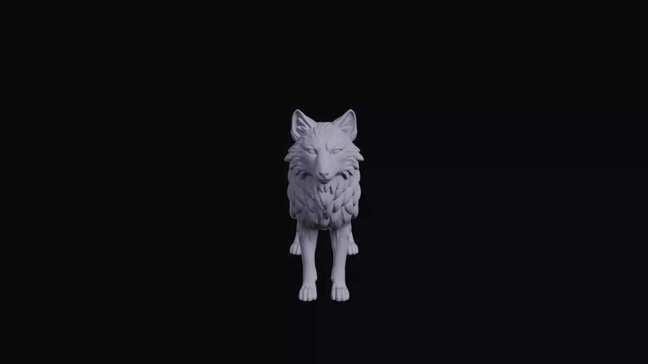 Sitting Wild Wolf Figurine 3D print model