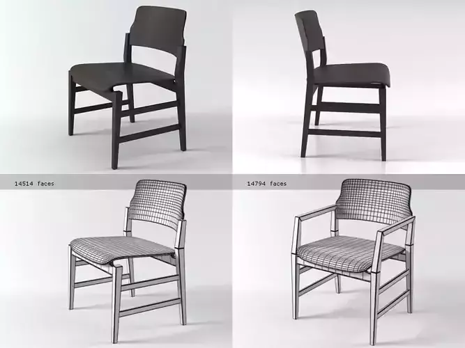 Malmo set of four wooden chairs