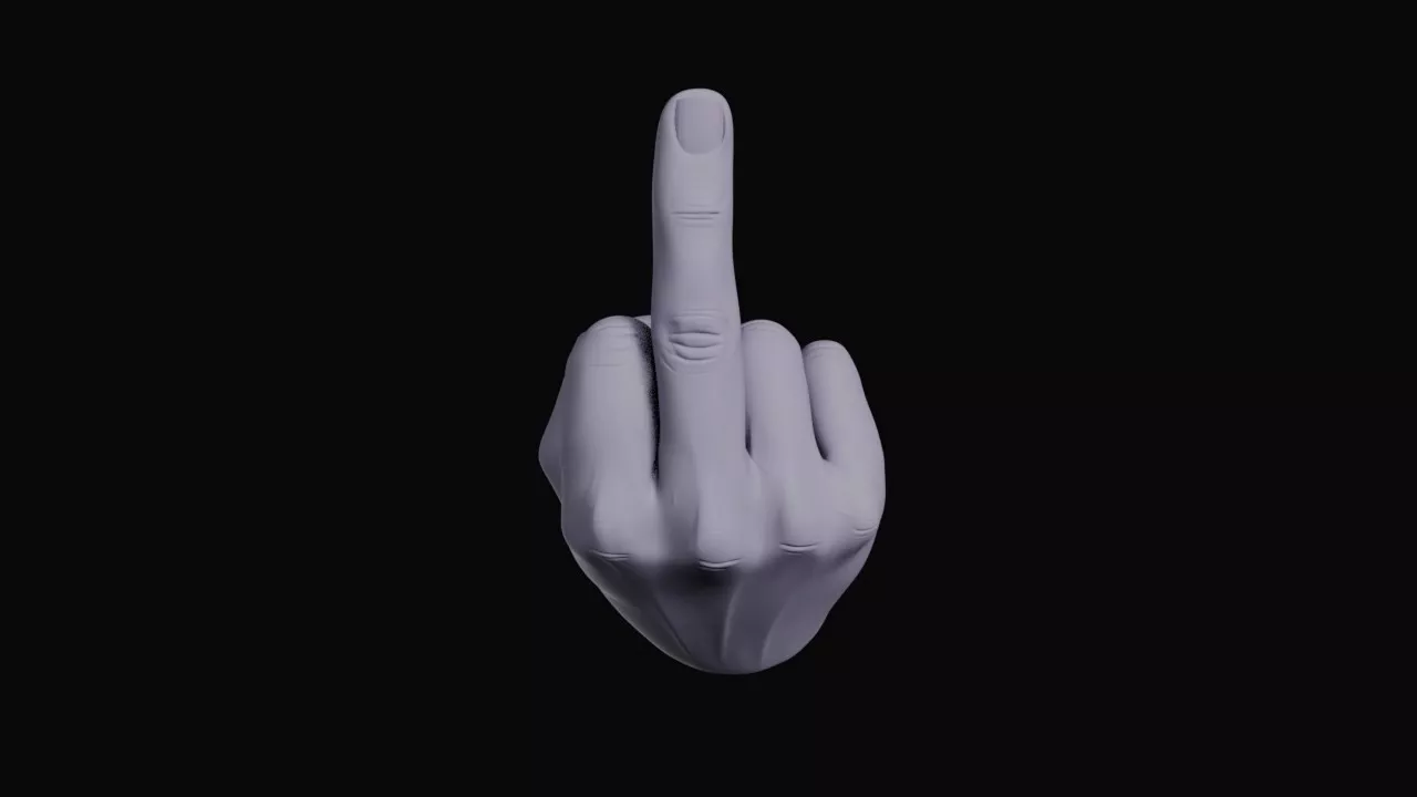 Middle Finger Gesture Hand Sculpture 3D print model