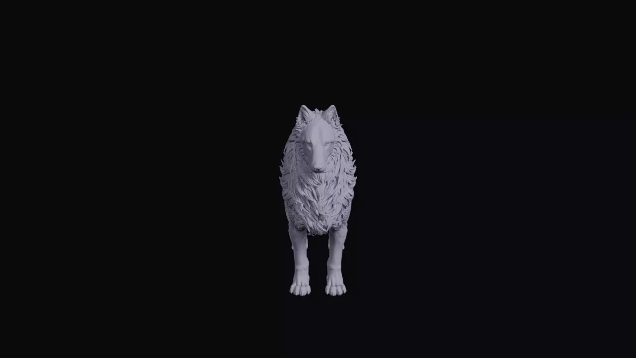 Noble Standing Wolf Figurine 3D print model