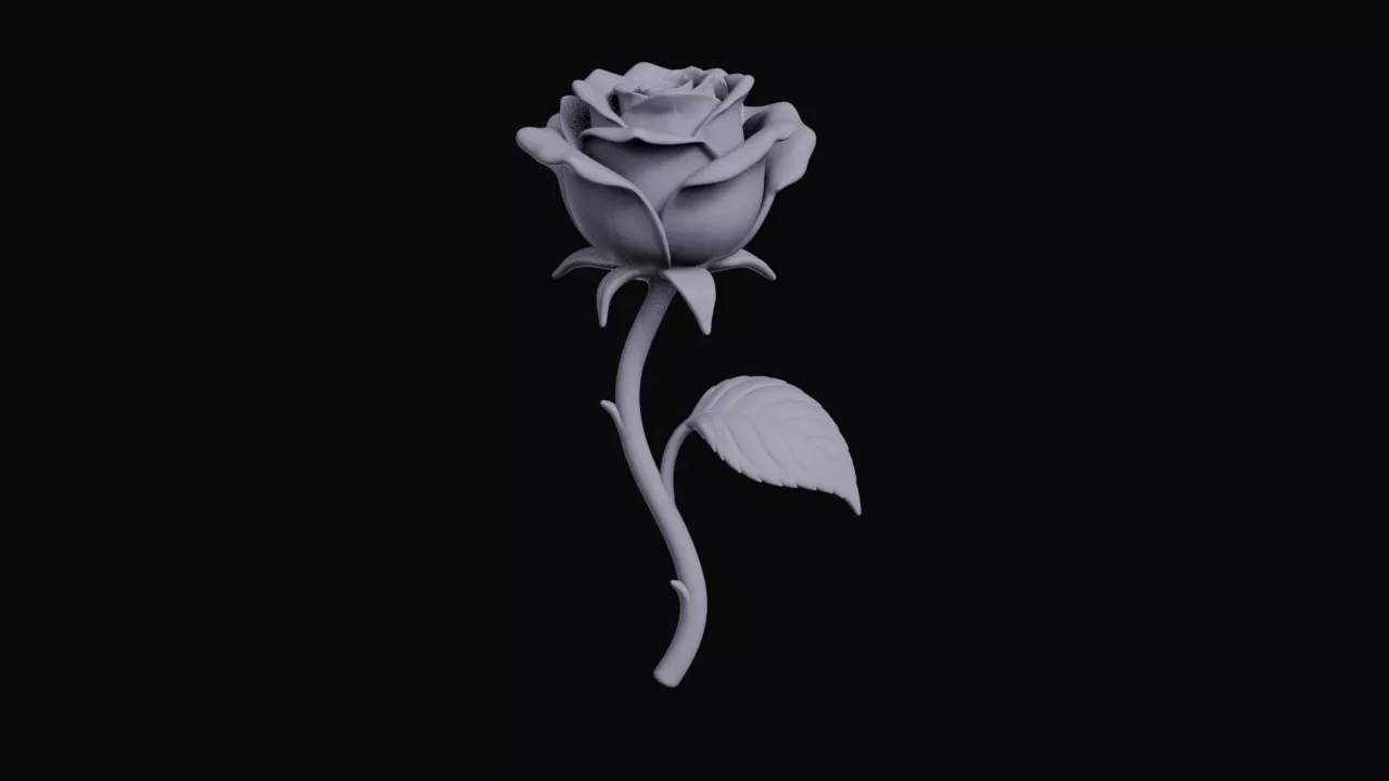 Stemmed Blooming Rose Blossom 3D print model
